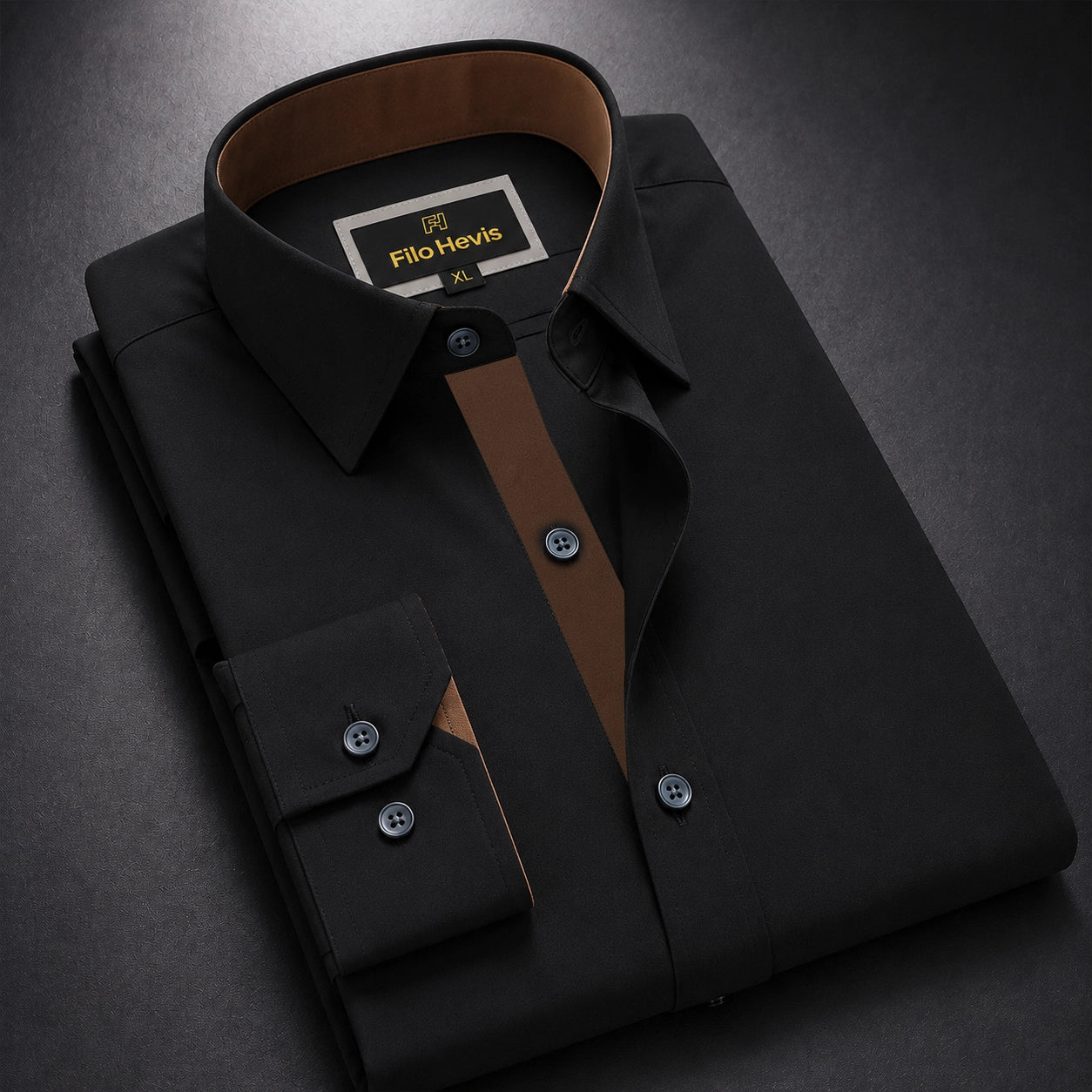 Formal Shirt for Men with Contrast Collar & Cuff | Black