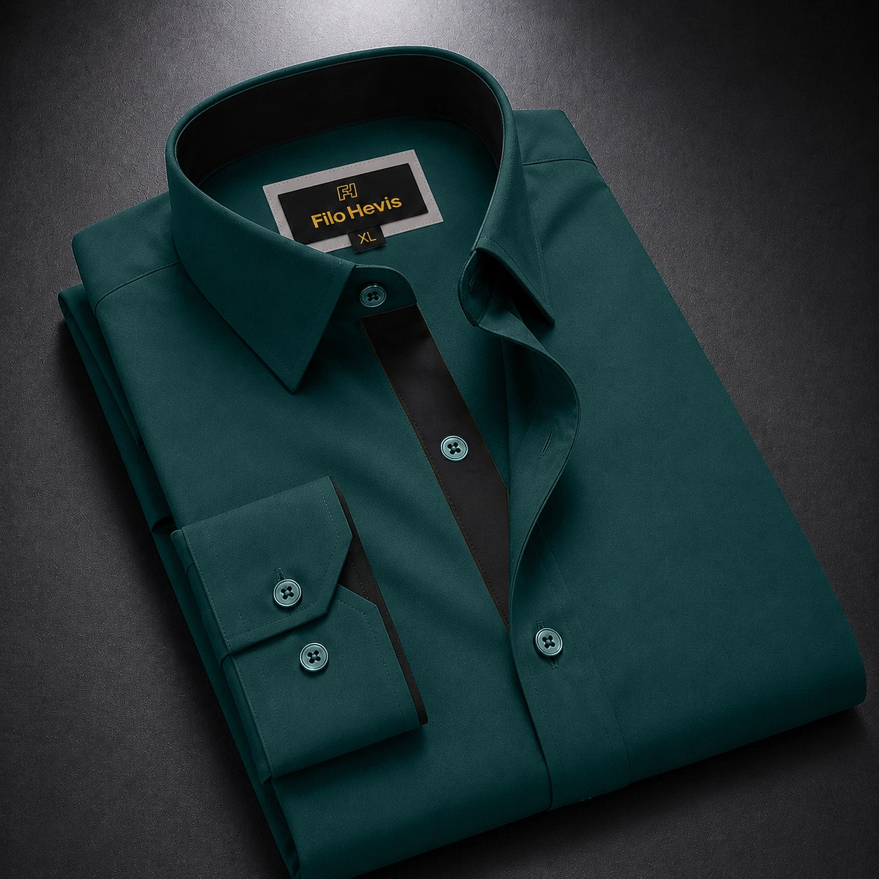 Formal Shirt for Men with Contrast Collar & Cuff | Teal Green