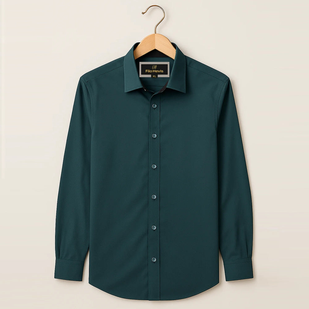 Formal Shirt for Men with Contrast Collar & Cuff | Teal Green