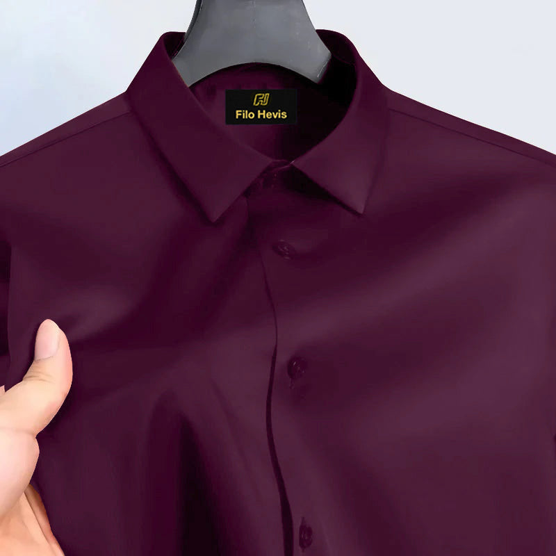 Men’s Satin Lycra Formal Shirt (Imported Fabric)| Dark Maroon