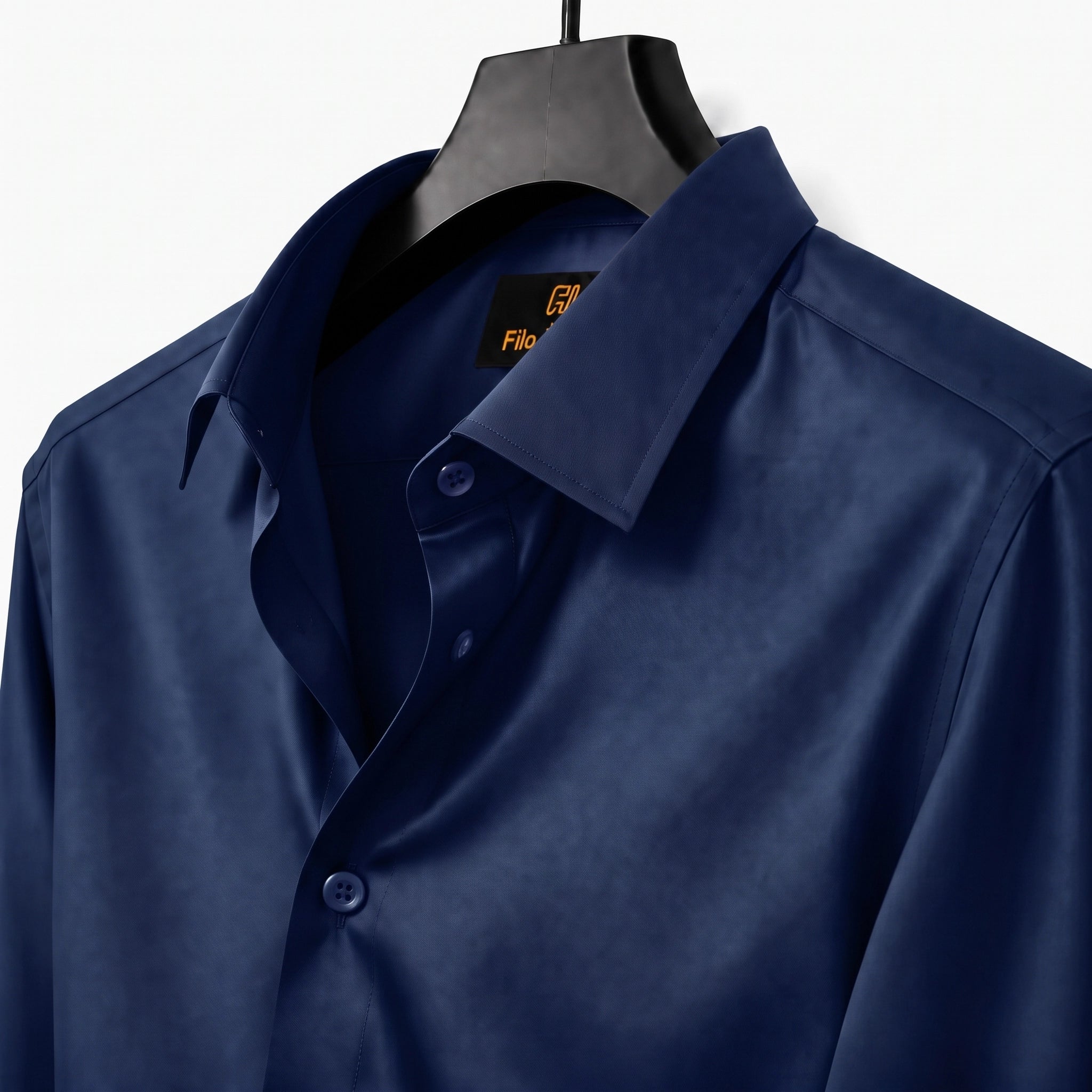 Anti Wrinkle Satin Lycra Formal Shirt (Imported Fabric)| Navy Blue