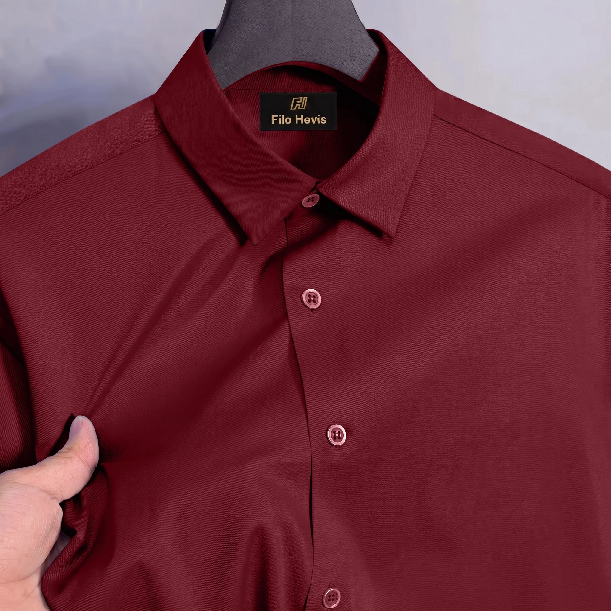 Anti Wrinkle Satin Lycra Formal Shirt (Imported Fabric)| Maroon