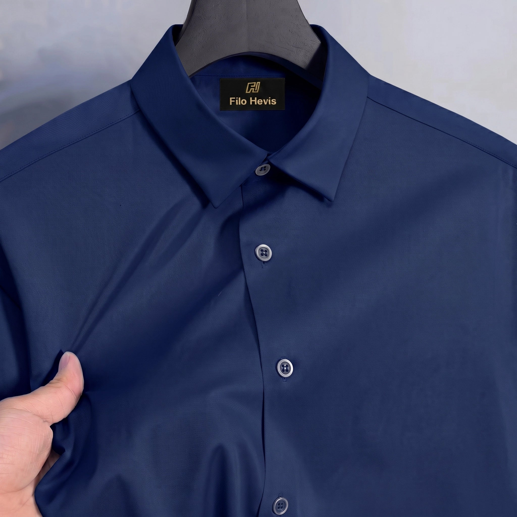 Anti Wrinkle Satin Lycra Formal Shirt (Imported Fabric)| Navy Blue