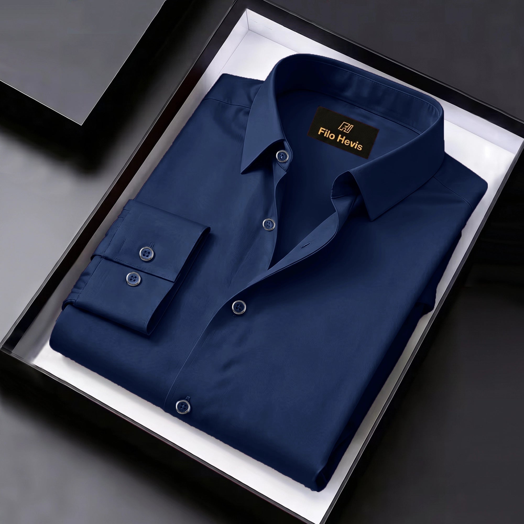 Anti Wrinkle Satin Lycra Formal Shirt (Imported Fabric)| Navy Blue