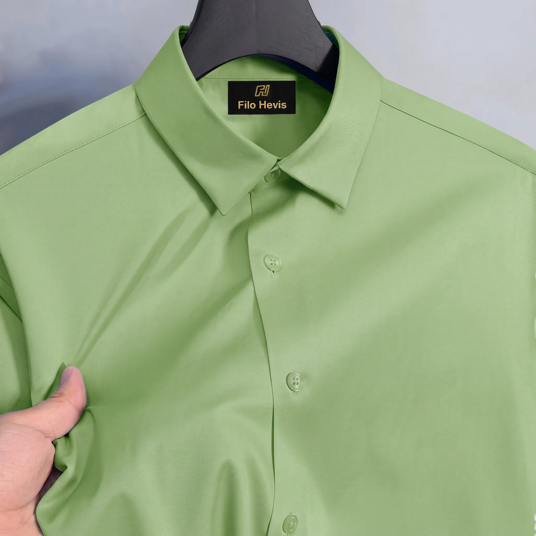Anti Wrinkle Satin Lycra Formal Shirt (Imported Fabric)| Pista Green