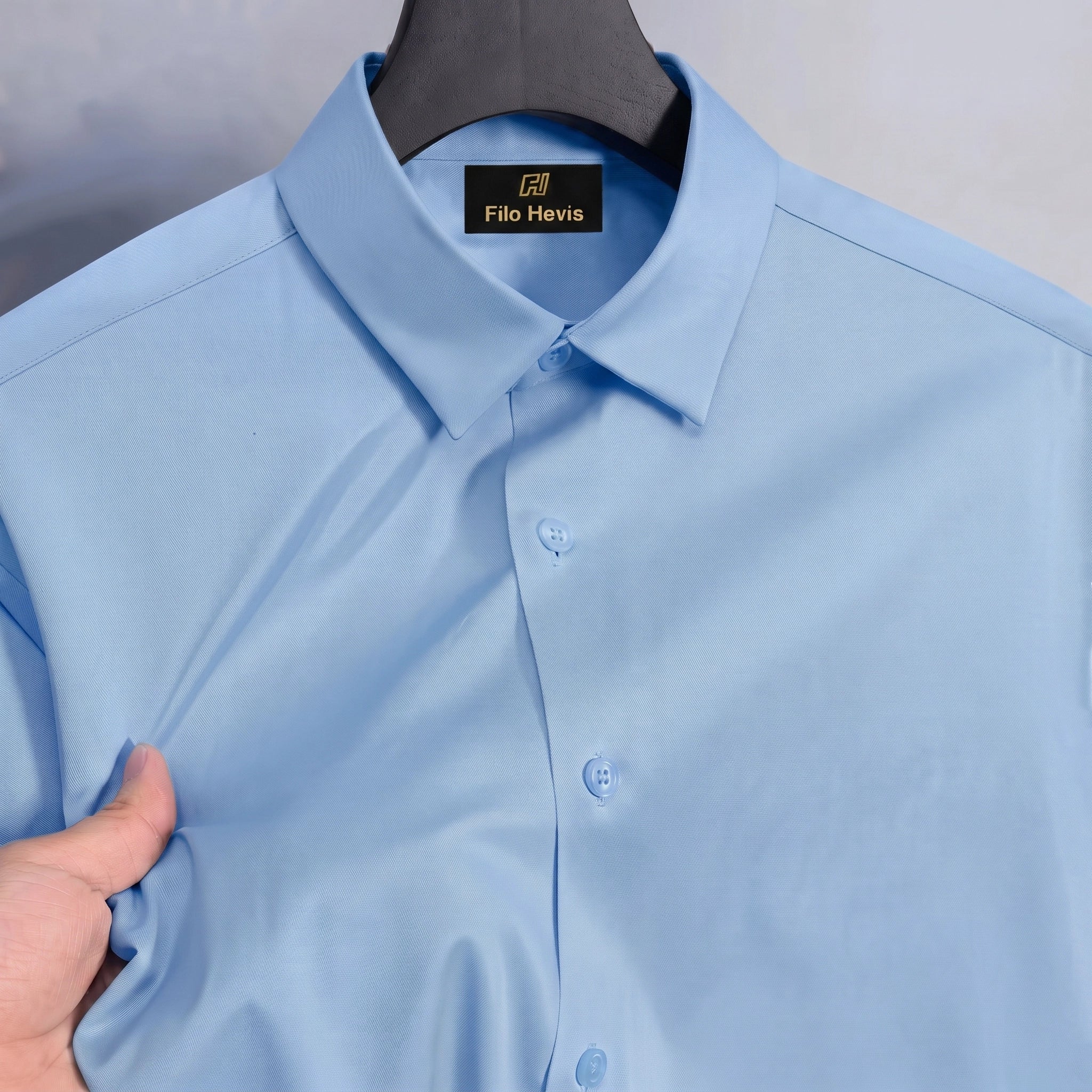 Anti Wrinkle Satin Lycra Formal Shirt (Imported Fabric)| Sky Blue