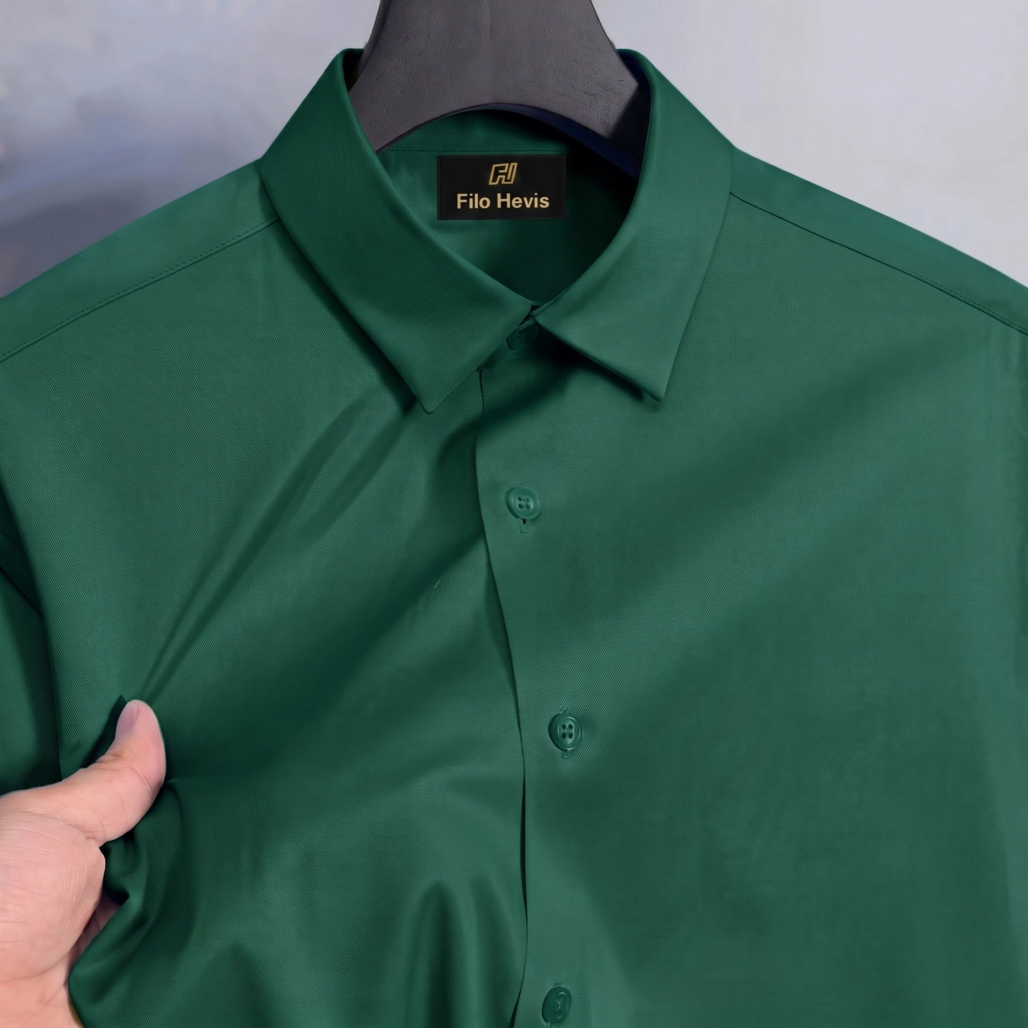 Anti Wrinkle Satin Lycra Formal Shirt (Imported Fabric)| Dark Green/Phthalo Green