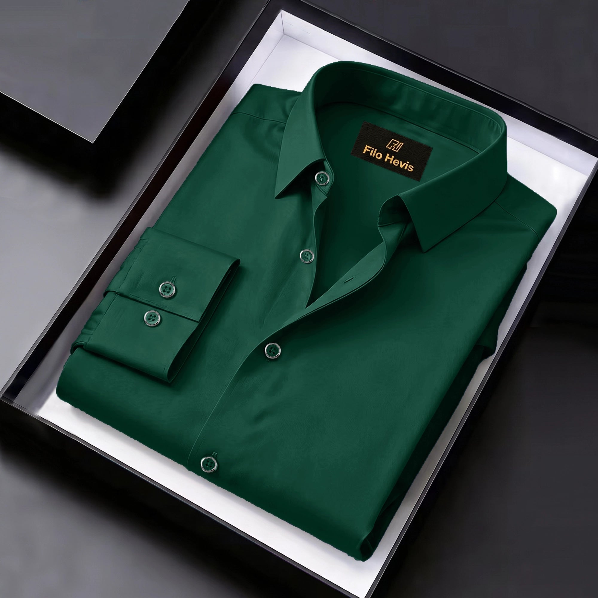 Anti Wrinkle Satin Lycra Formal Shirt (Imported Fabric)| Dark Green/Phthalo Green