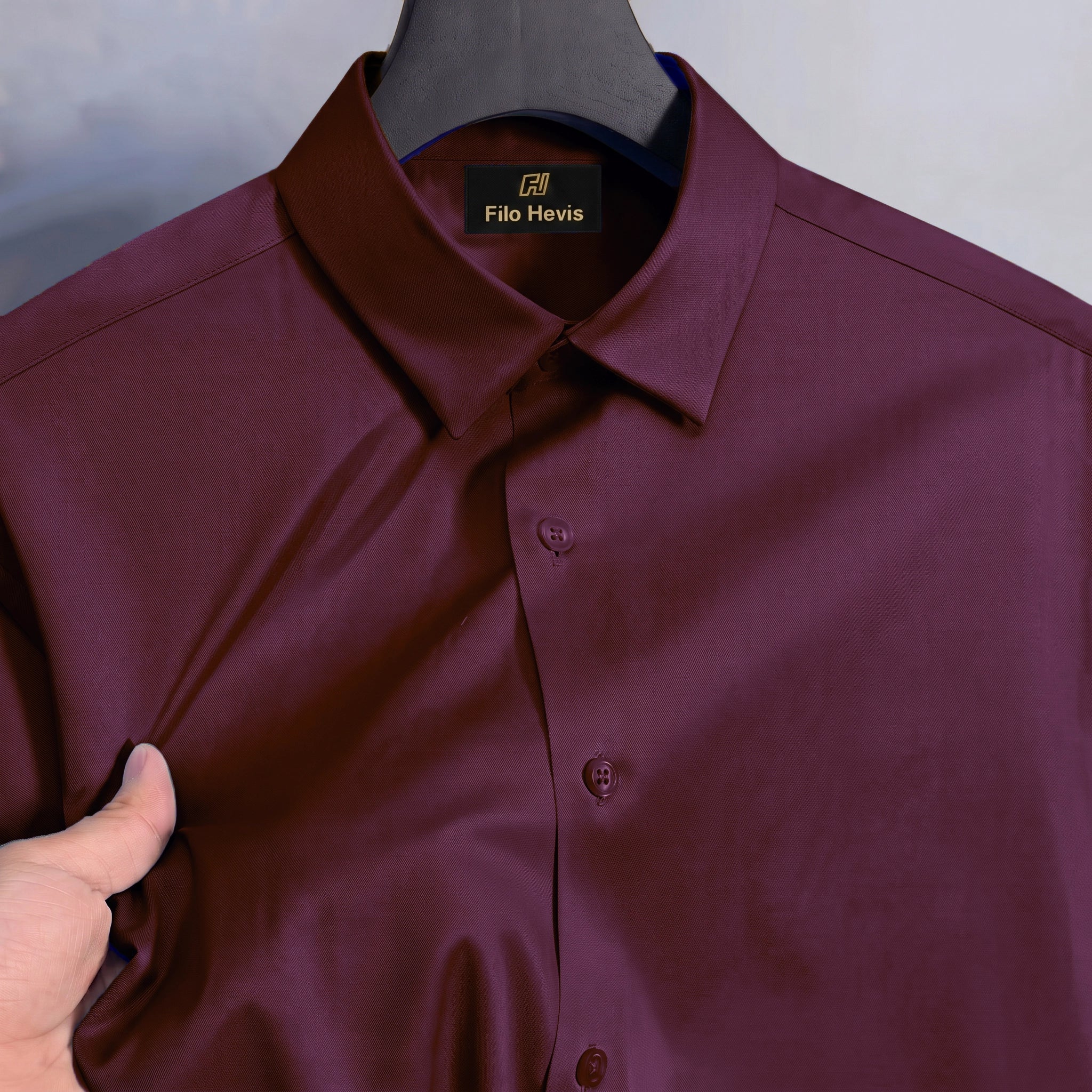 Anti Wrinkle Satin Lycra Formal Shirt (Imported Fabric)| Dark Maroon