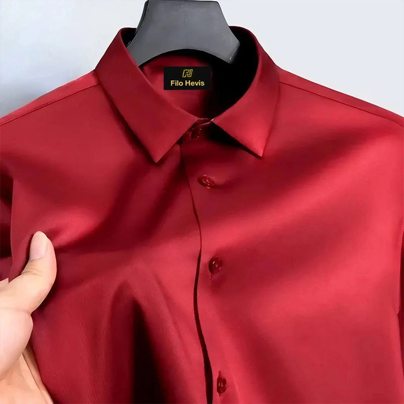 Anti Wrinkle Satin Lycra Formal Shirt (Imported Fabric)| Red