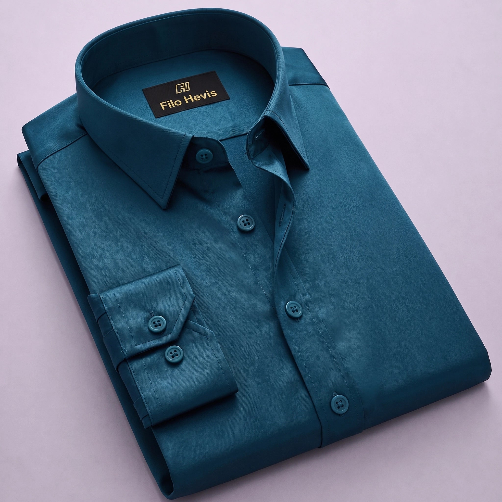 Anti Wrinkle Satin Lycra Formal Shirt (Imported Fabric)| Teal Blue