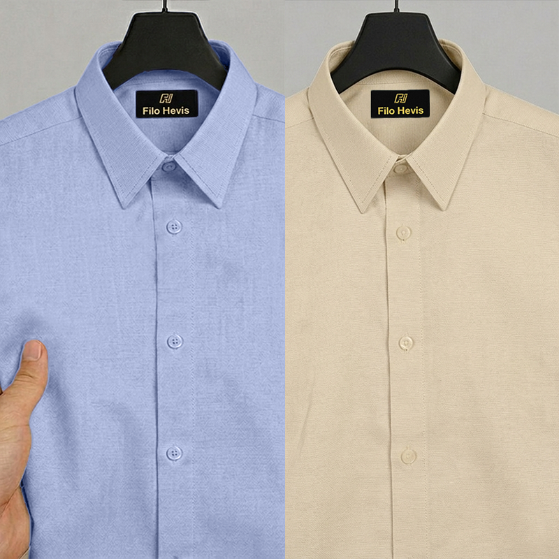 Combo of 2 Filafil Fabric Regular Fit Formal Shirts – Sky & Cream (Single Pocket)