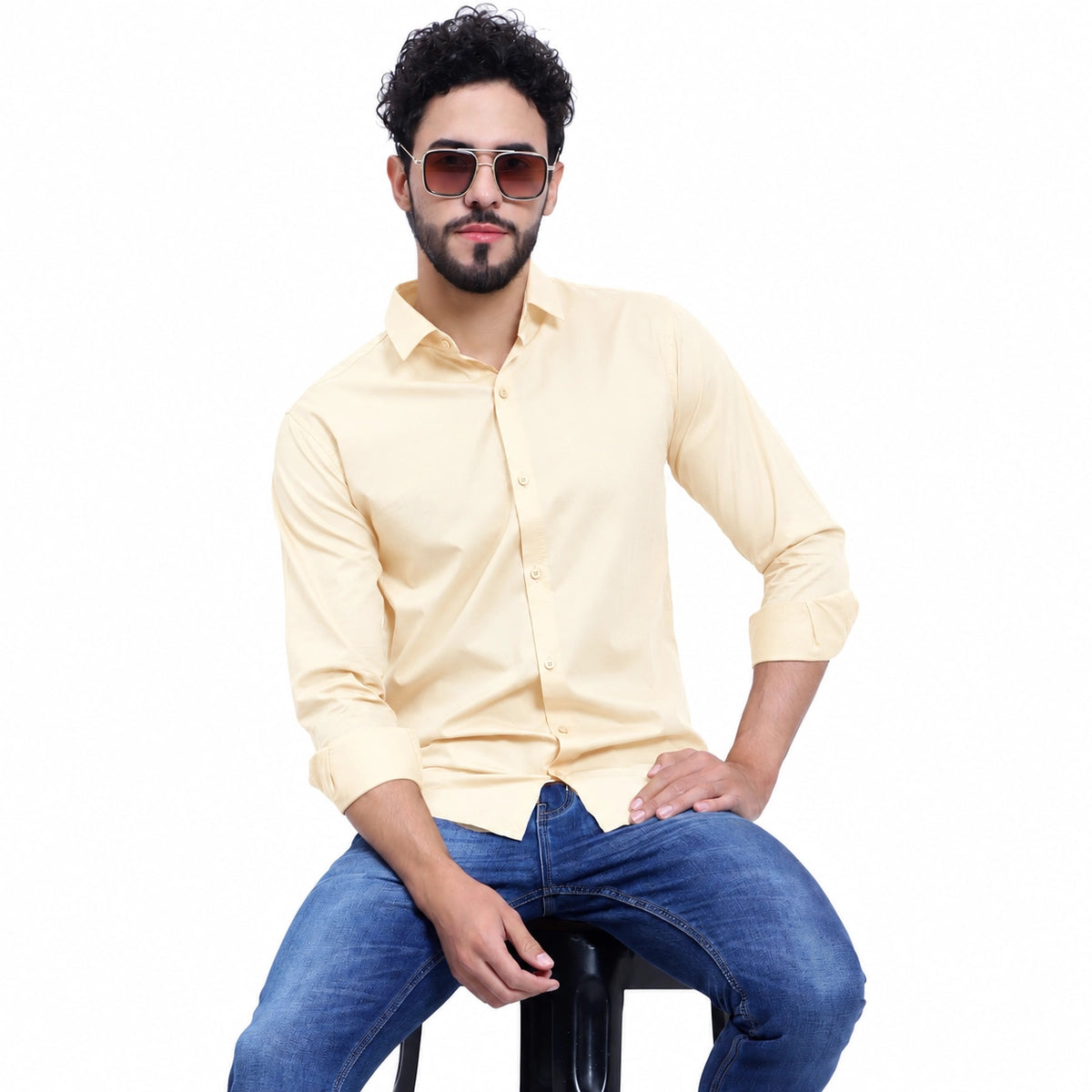 MENS FORMAL REGULAR FIT FULL SLEEVE SHIRT CREAM
