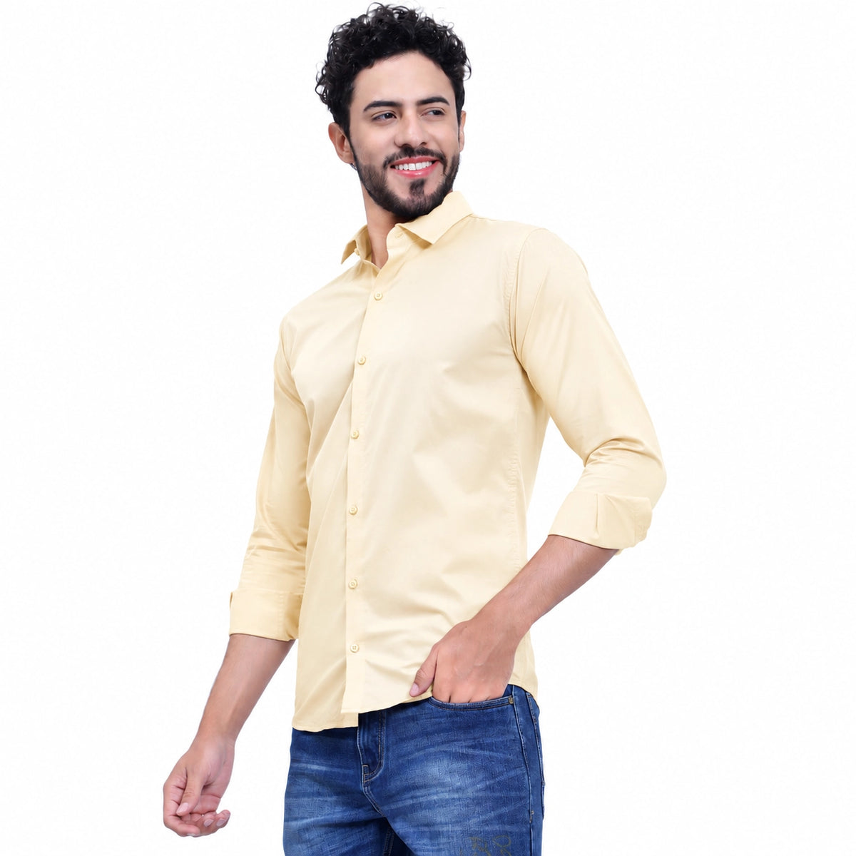 MENS FORMAL REGULAR FIT FULL SLEEVE SHIRT CREAM