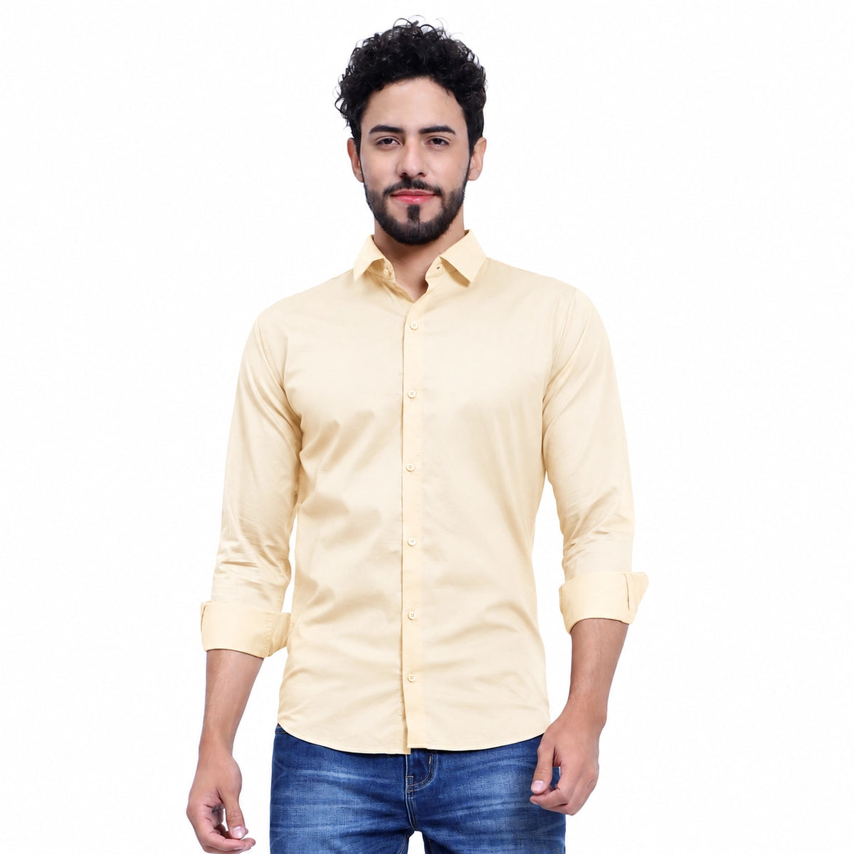 MENS FORMAL REGULAR FIT FULL SLEEVE SHIRT CREAM