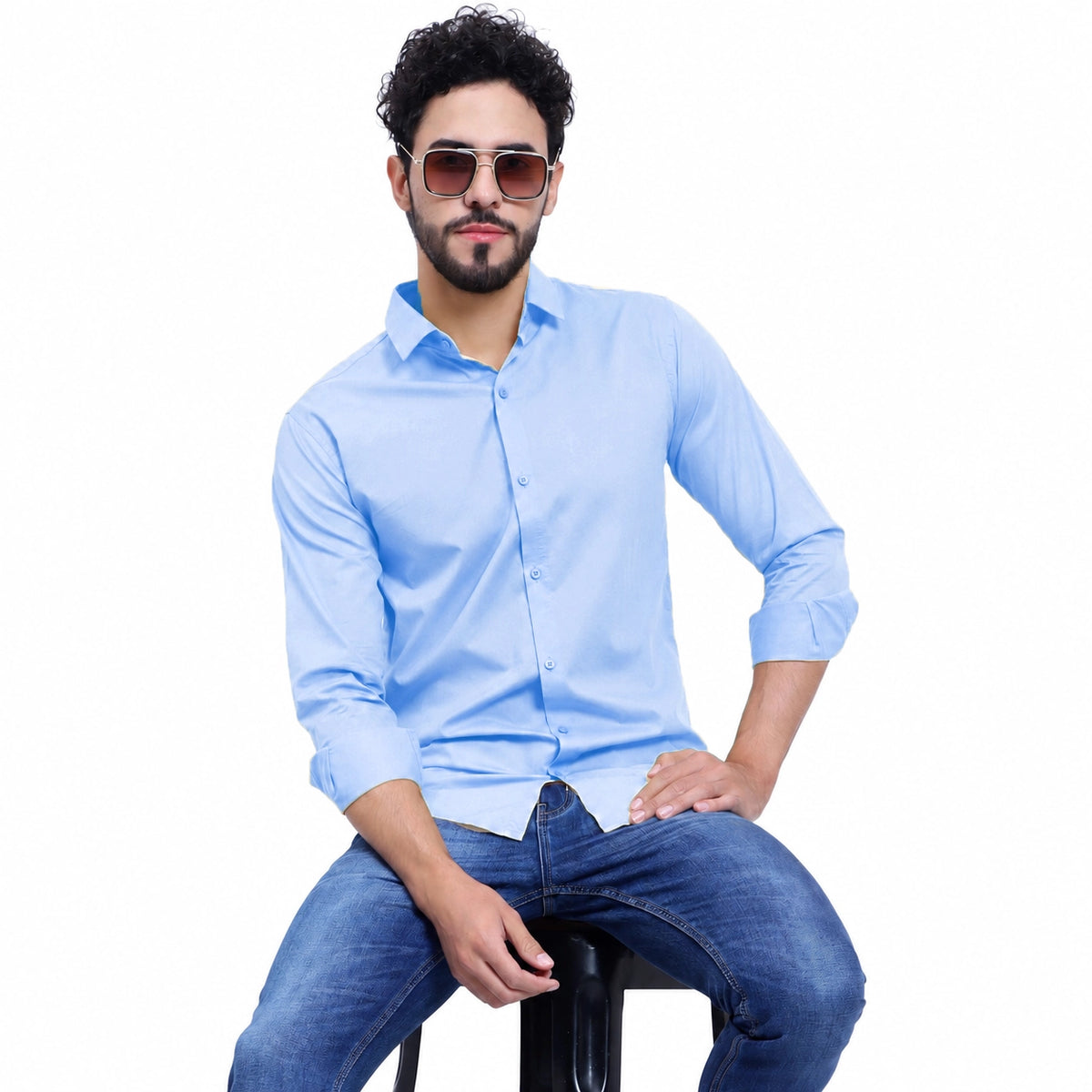 MENS FORMAL REGULAR FIT FULL SLEEVE SHIRT SKY BLUE