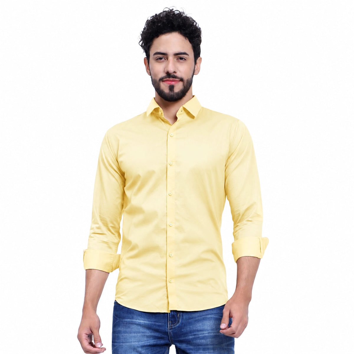 MENS FORMAL REGULAR FIT FULL SLEEVE SHIRT YELLOW