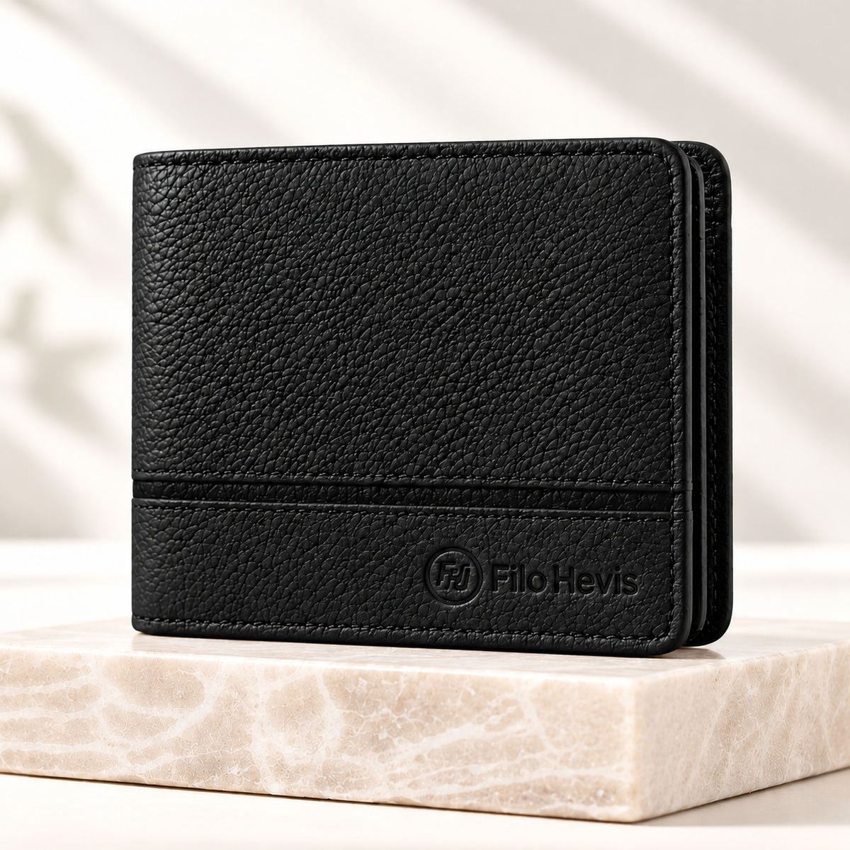 Black Textured Men's Wallet | Slim Bi-Fold Wallet with Coin Pocket