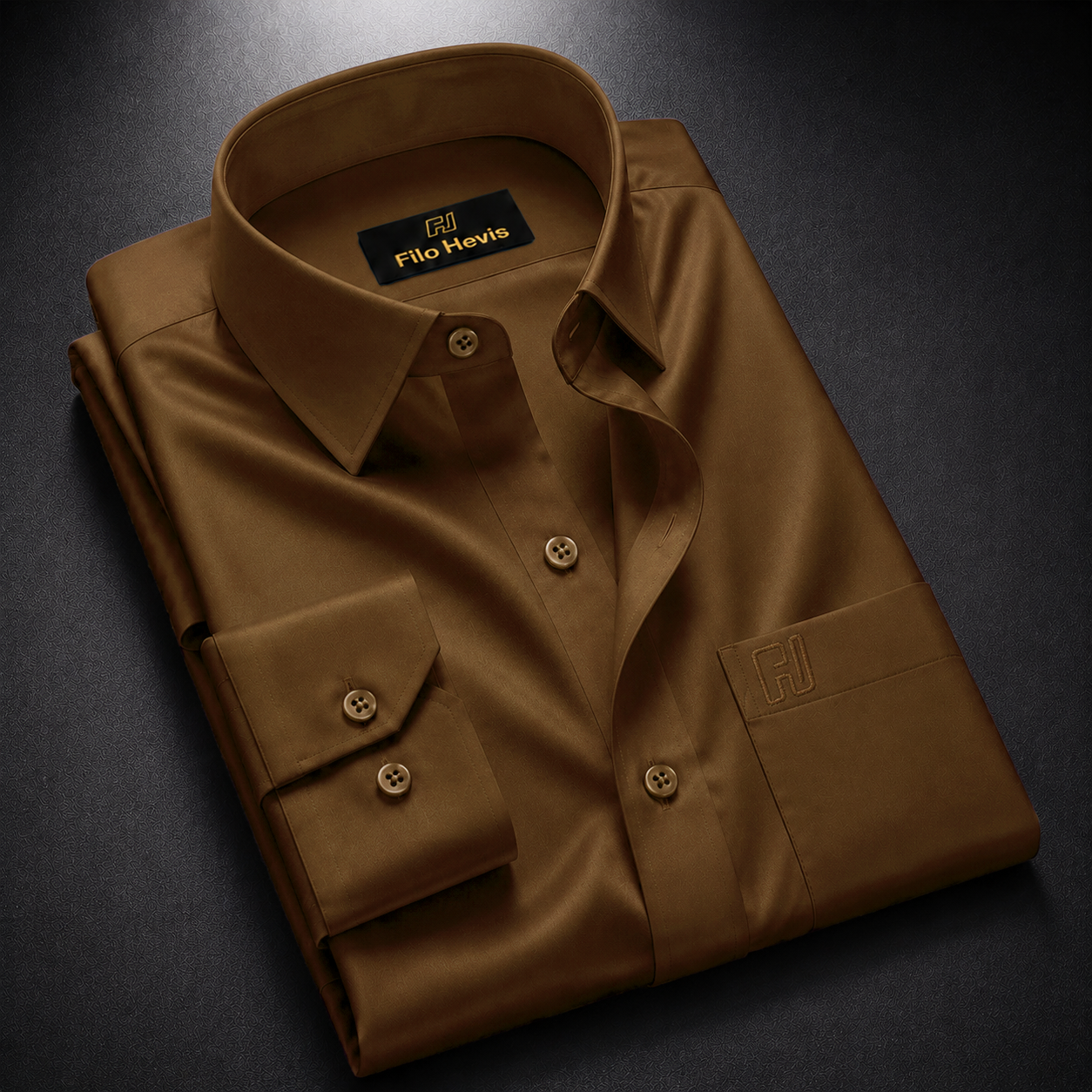 Cotton Satin Formal Shirt for Men - Regular Fit Full Sleeve | BROWN Filo Hevis