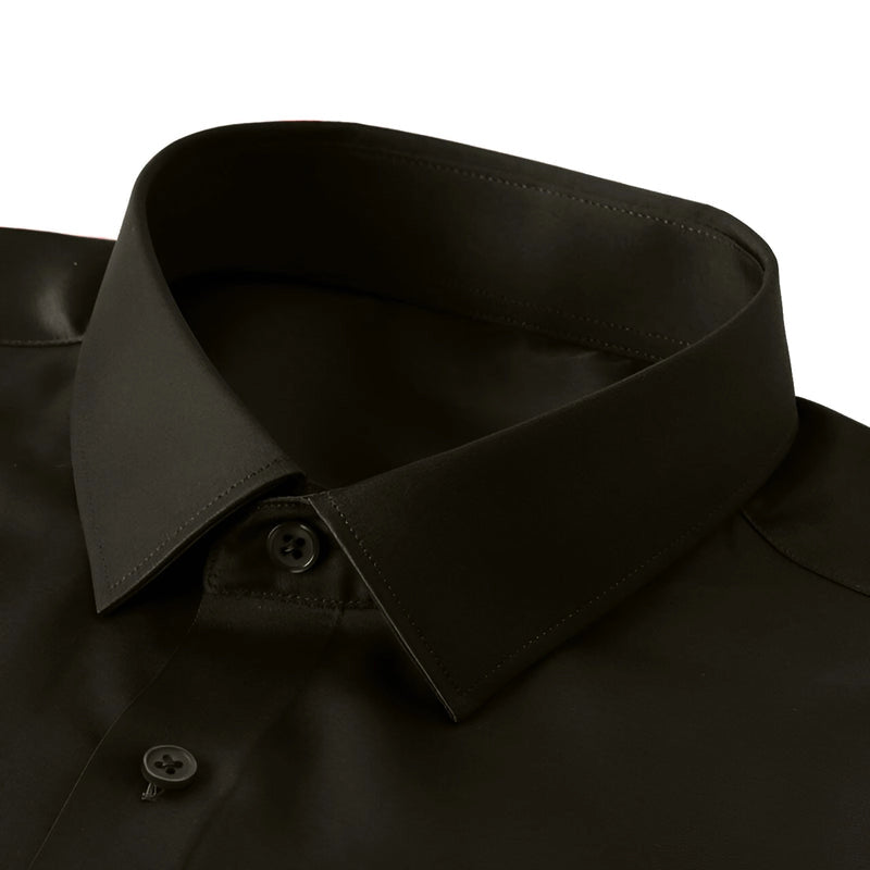 Cotton Satin Formal Shirt for Men - Regular Fit Full Sleeve | Dark Olive Filo Hevis