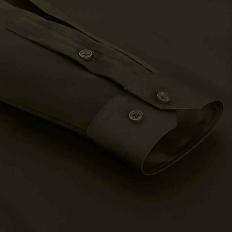 Cotton Satin Formal Shirt for Men - Regular Fit Full Sleeve | Dark Olive Filo Hevis