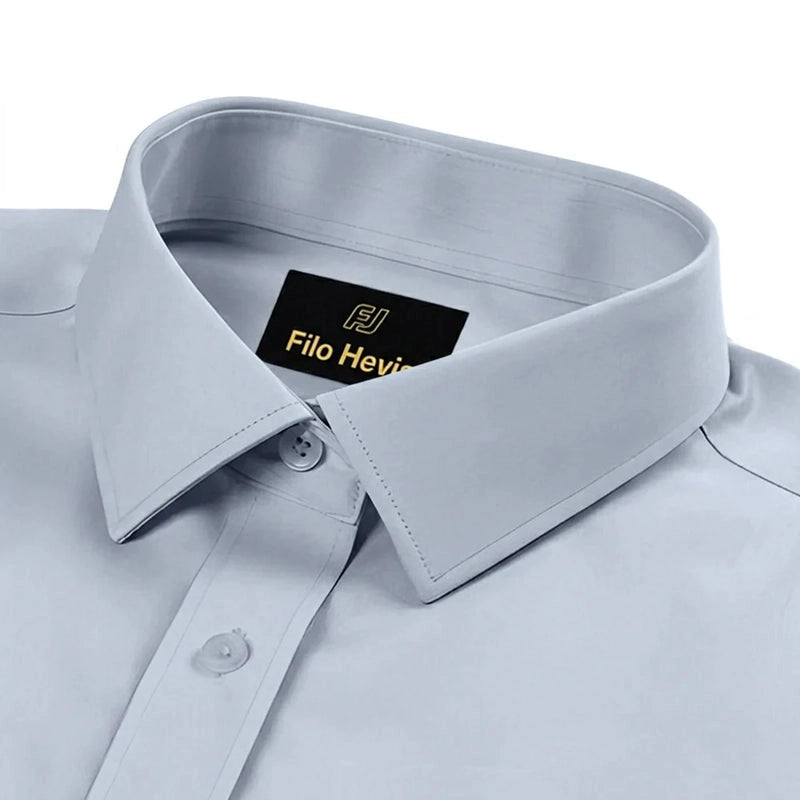 Cotton Satin Formal Shirt for Men - Regular Fit Full Sleeve | LIGHT GREY Filo Hevis