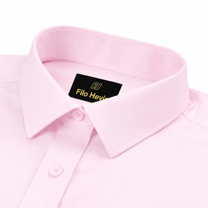 Cotton Satin Formal Shirt for Men - Regular Fit Full Sleeve | LIGHT PINK Filo Hevis