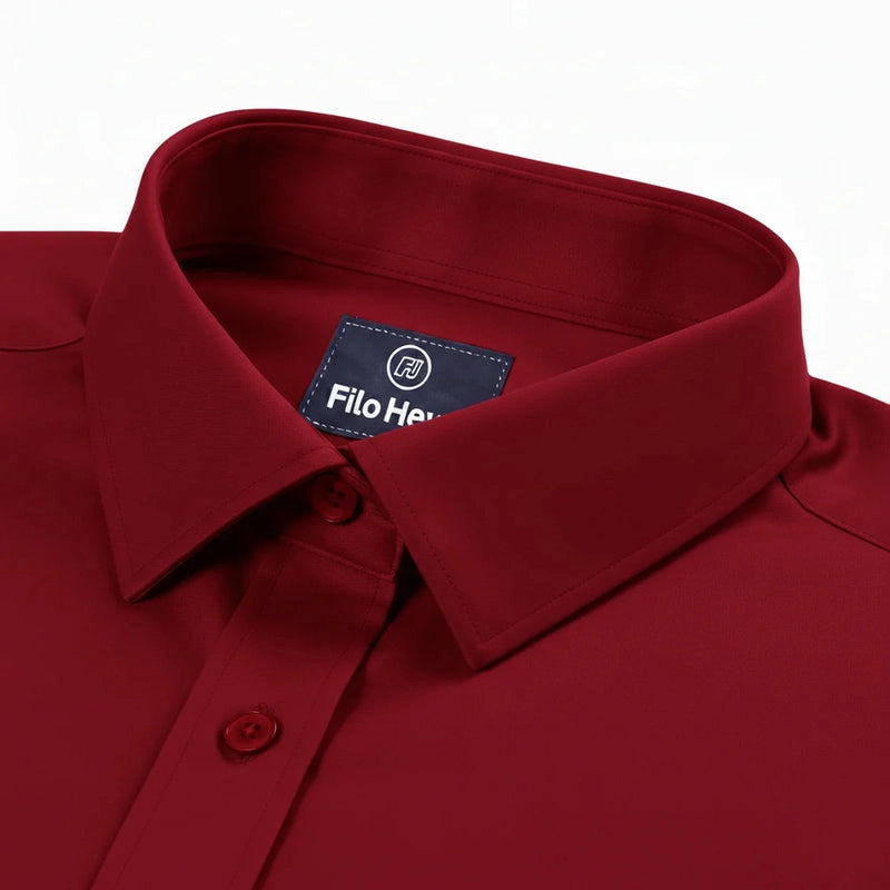 Cotton Satin Formal Shirt for Men - Regular Fit Full Sleeve | Maroon My Store
