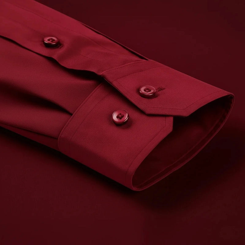 Cotton Satin Formal Shirt for Men - Regular Fit Full Sleeve | Maroon My Store