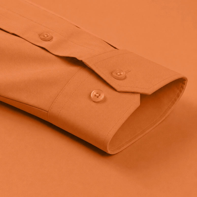 Cotton Satin Formal Shirt for Men - Regular Fit Full Sleeve | Orange Filo Hevis