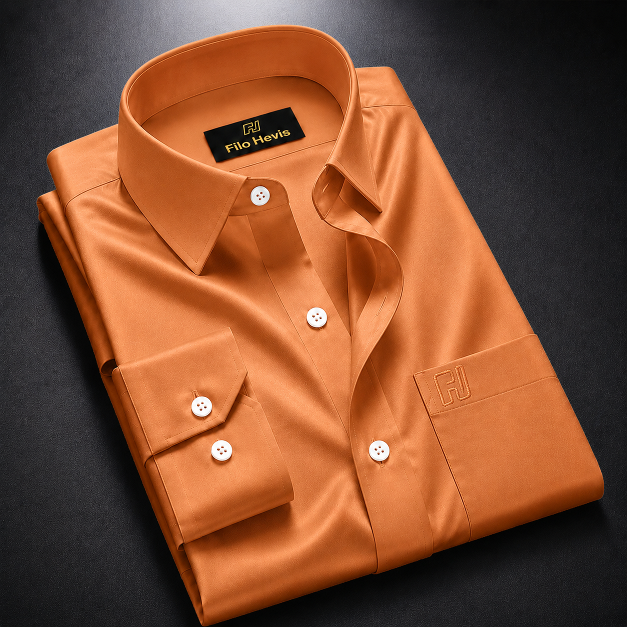 Men's Formal Regular Fit Cotton Full Sleeve Shirt - Orange