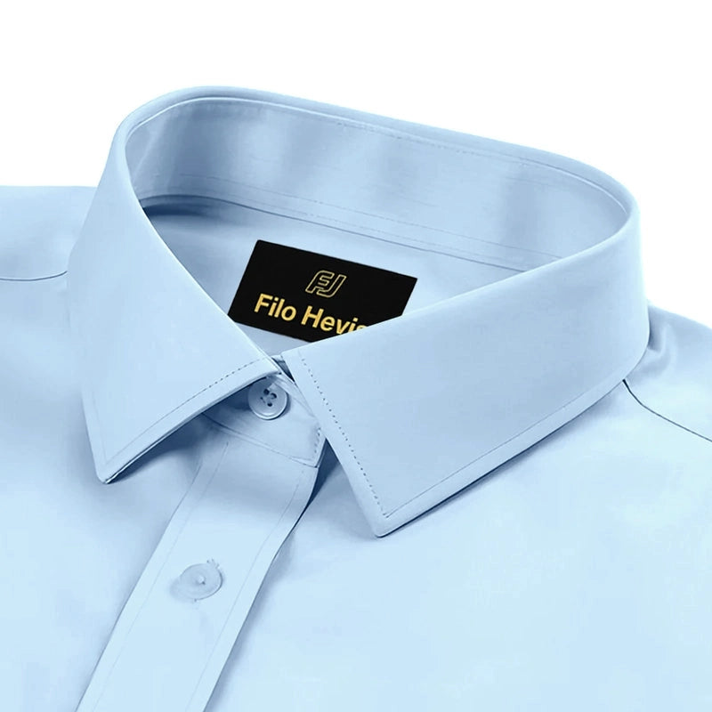 Cotton Satin Formal Shirt for Men - Regular Fit Full Sleeve | Sky Blue