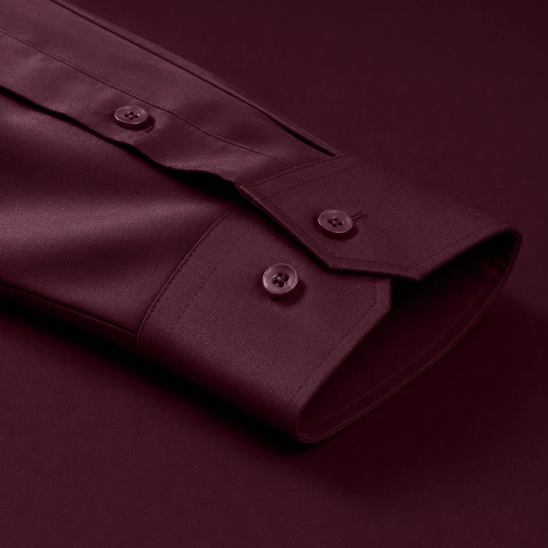 Cotton Satin Formal Shirt for Men - Regular Fit Full Sleeve | Wine