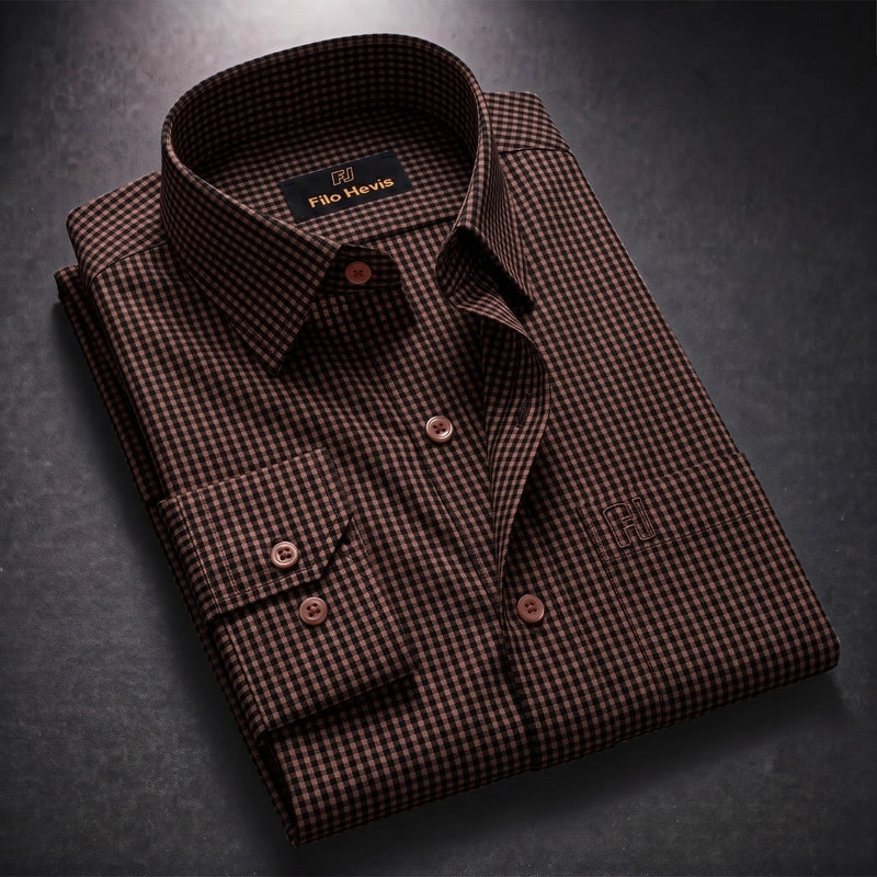 Cotton Check Shirt for Men |Slim fit | Amrican Brown