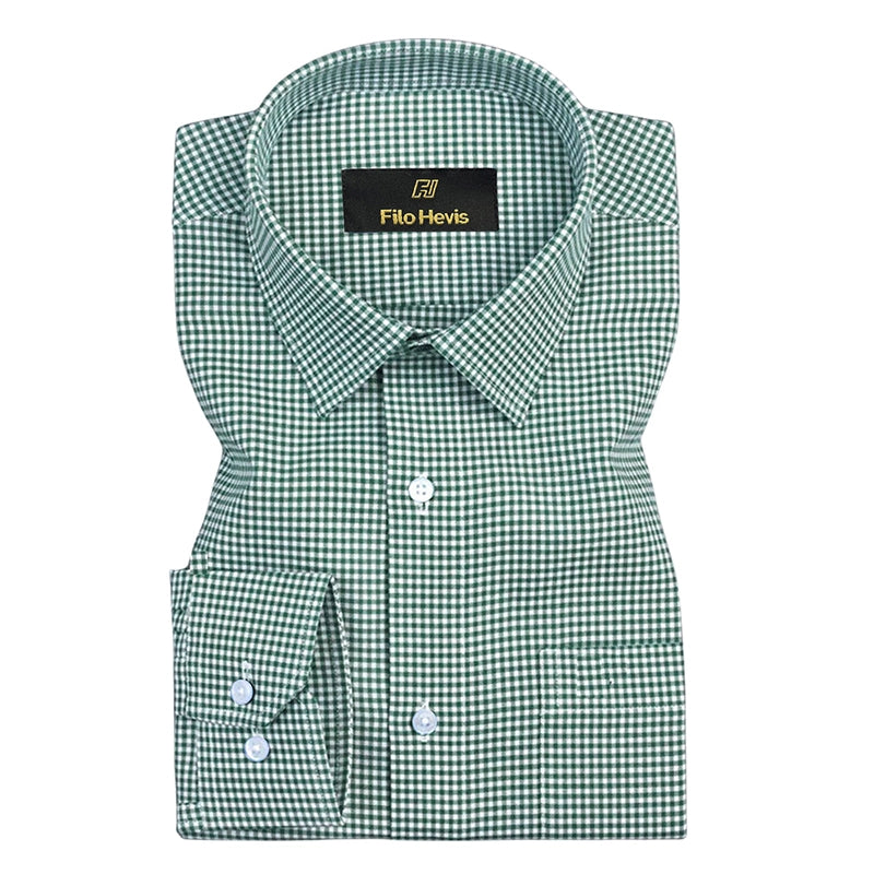 Oxford Cotton Check Shirt for Men |Slim fit | Dark Green