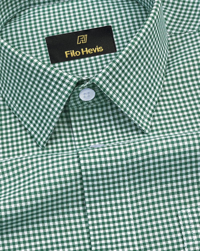 Oxford Cotton Check Shirt for Men |Slim fit | Dark Green