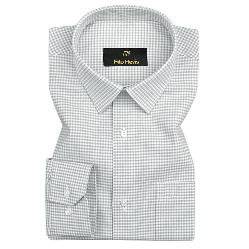 Cotton Check Shirt for Men |Slim fit | Light-Grey