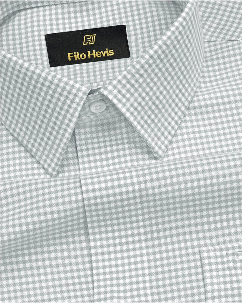 Cotton Check Shirt for Men |Slim fit | Light-Grey