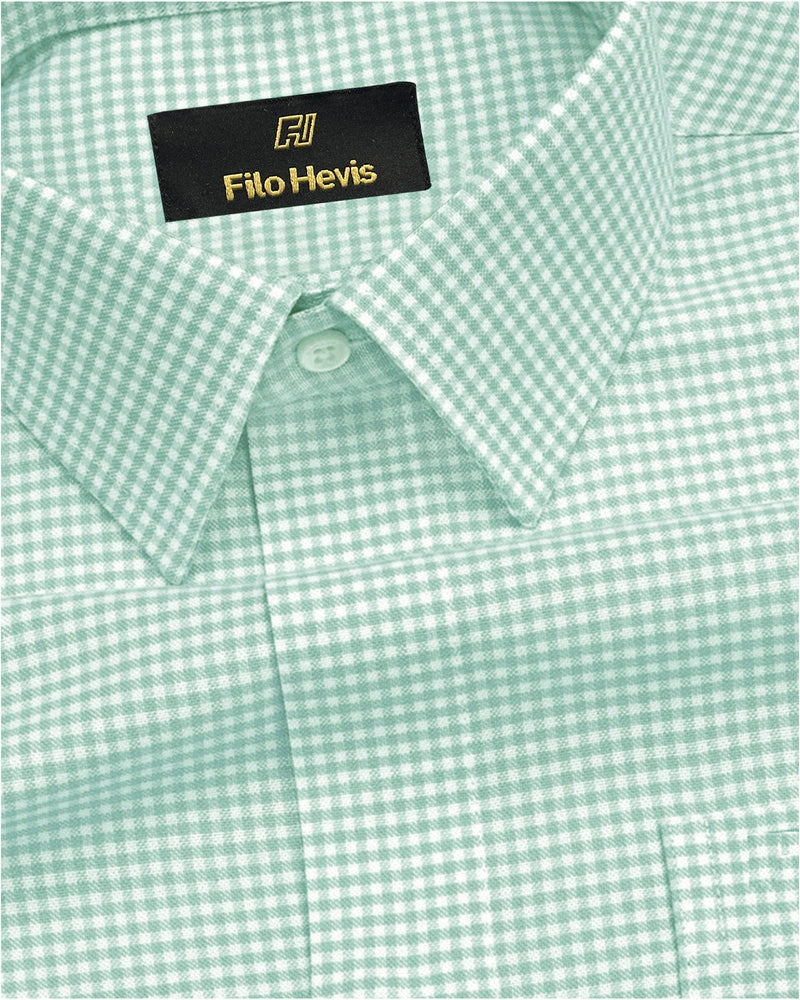 Cotton Check Shirt for Men |Slim fit | Pista-Green