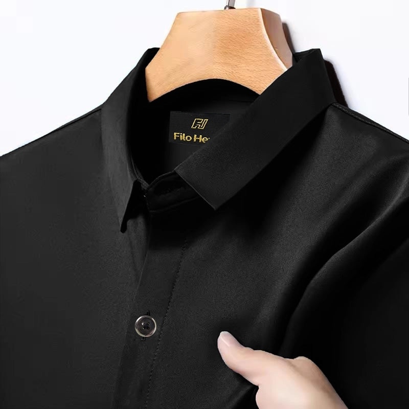 Japanese Lycra anti-wrinkle shirt | Party wear | Black