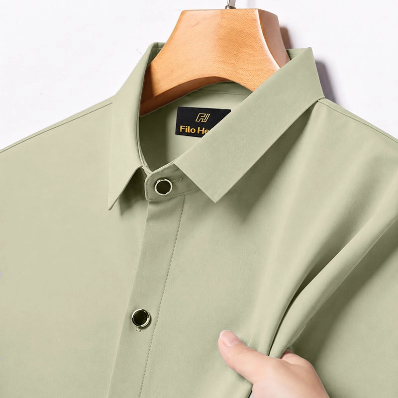 Japanese Lycra Stretch Formal Shirt for Men | Light-Greyish-Green