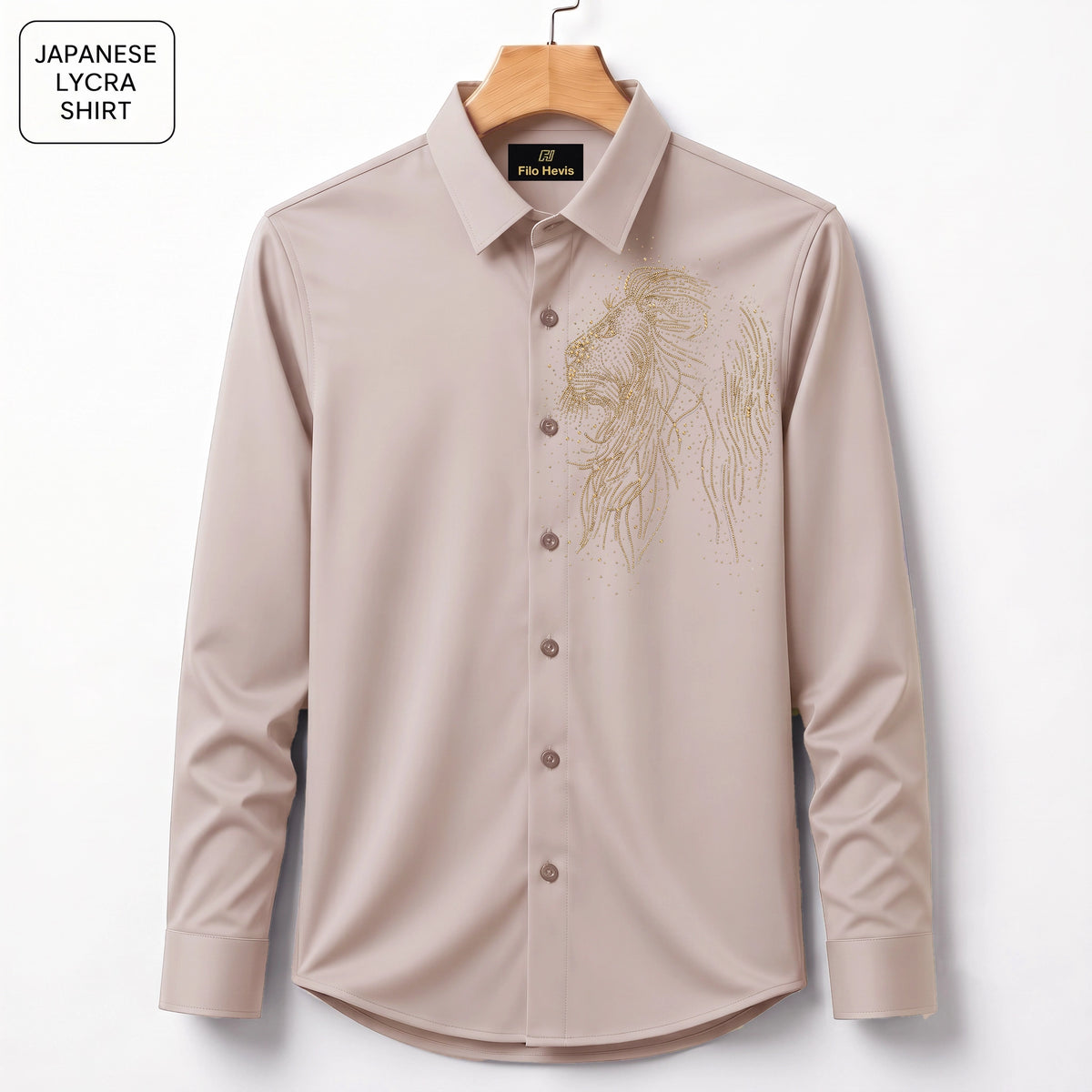 Lion Embroidery Party Shirts | Club Wear | Olive