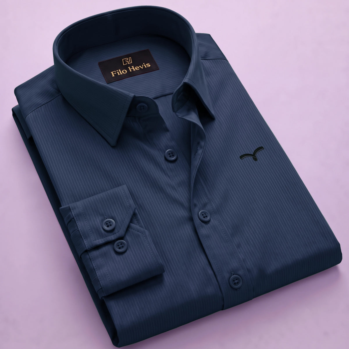Premium Self Textured Formal Shirt for Men | Navy Blue