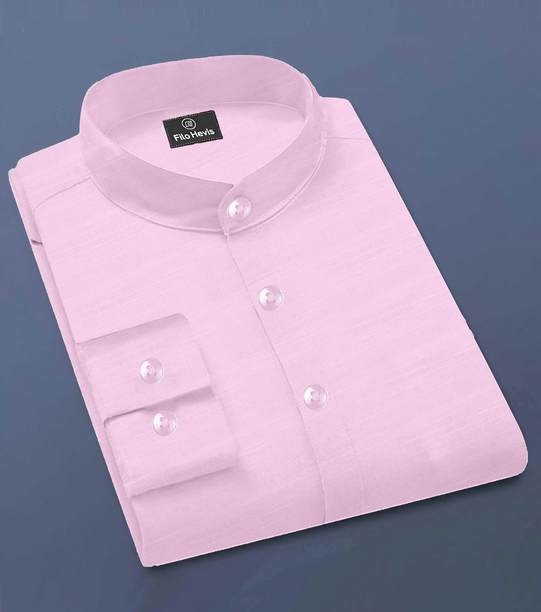 Men's Full-Sleeve Mandarin Collar Regular Fit Cotton Lenin Shirt-Pink