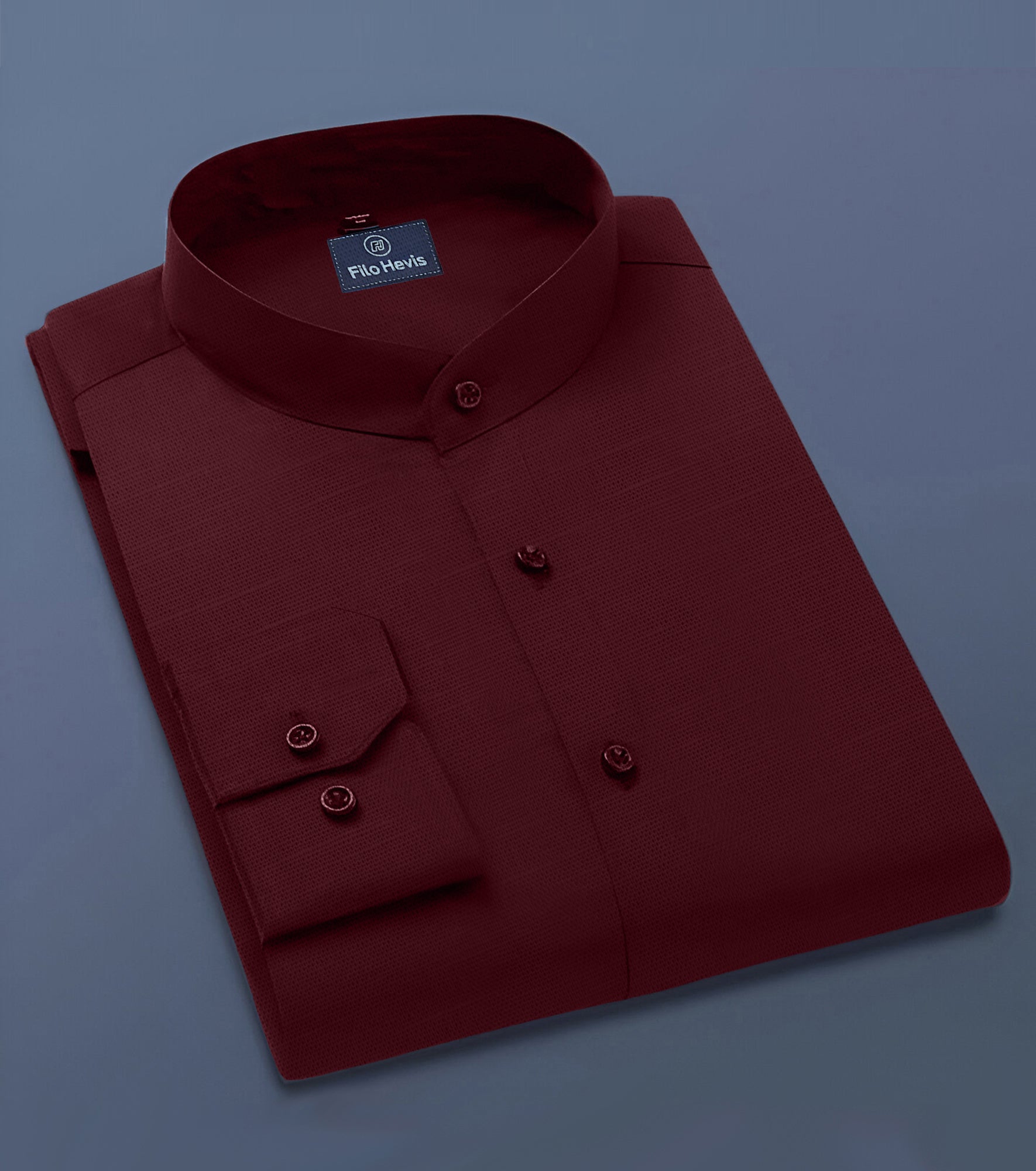 Men's Full-Sleeve Mandarin Collar Regular Fit Cotton Lenin Shirt-Maroon