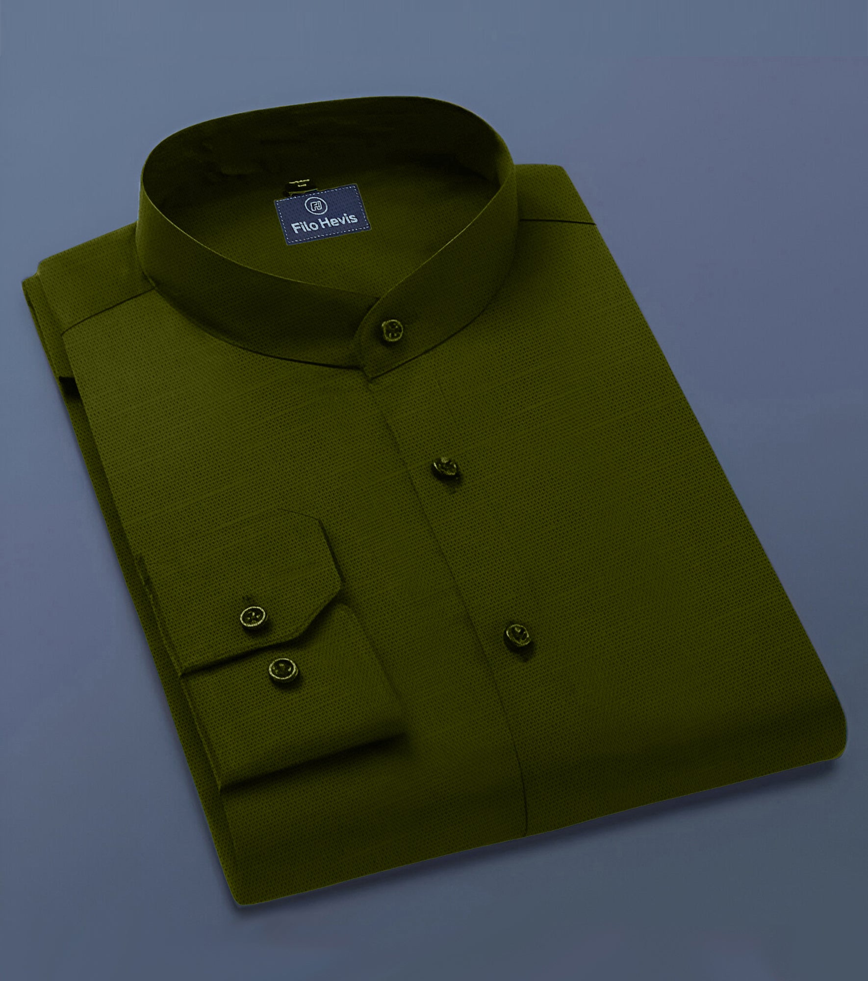 Men's Full-Sleeve Mandarin Collar Regular Fit Cotton Lenin Shirt-Mehandi Green