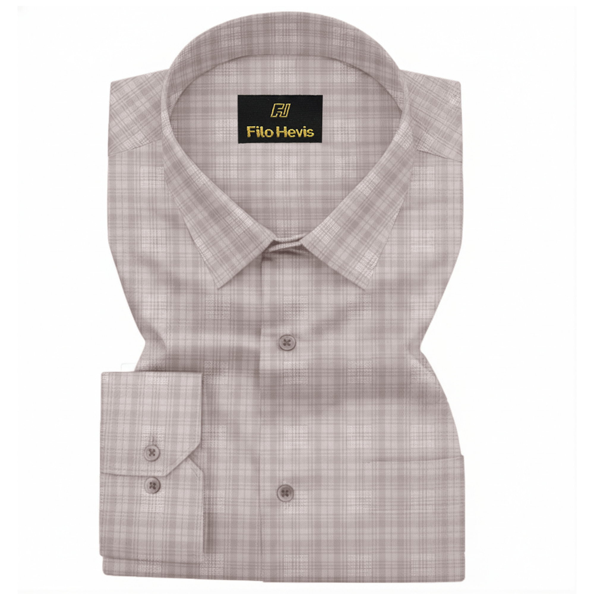 Elegant Light-Grey Plaid Formal Shirt – Premium Cotton Blend | Tailored Fit