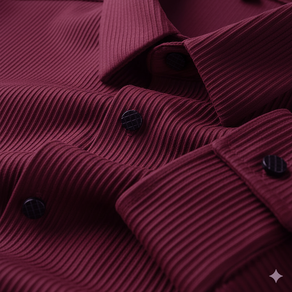 Corduroy Casual Shirts for Men Blended Fabric - Wine