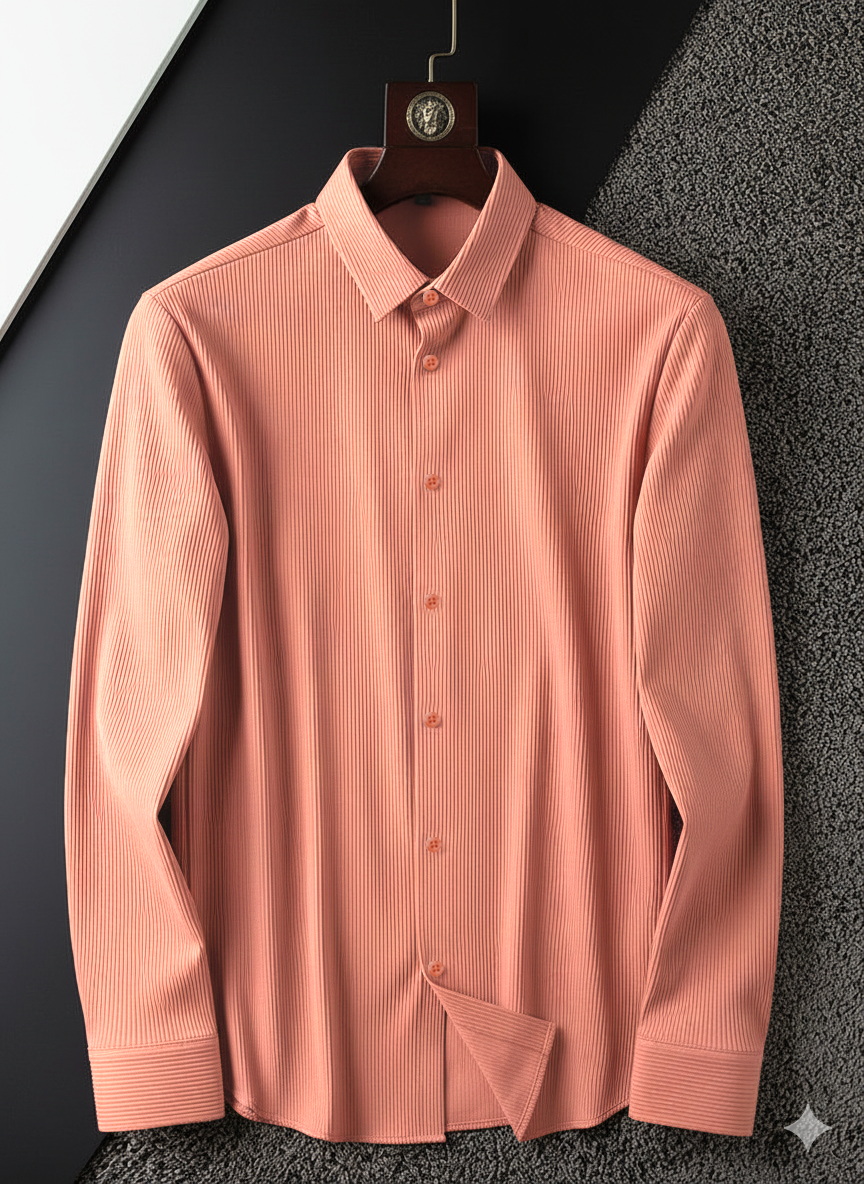 Corduroy Casual Shirts for Men Blended Fabric - Peach