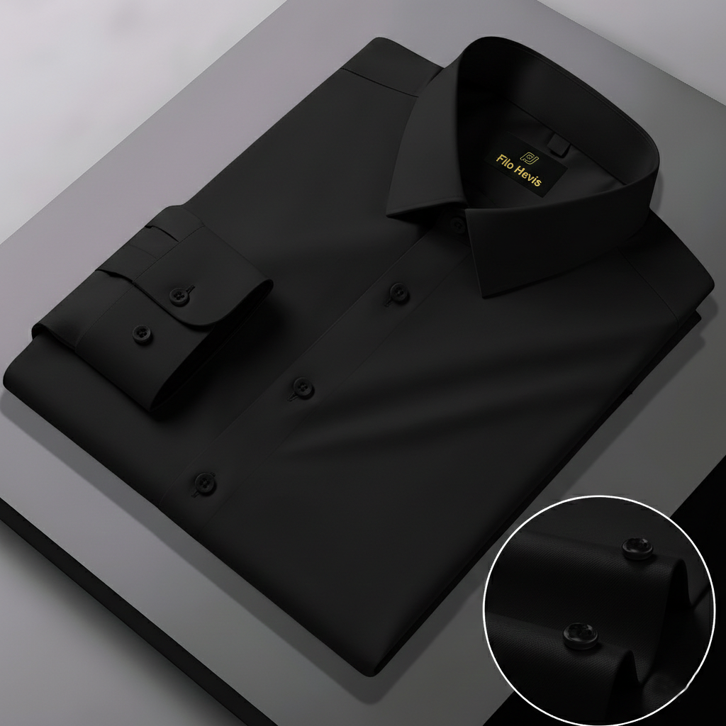 Men's Formal Regular Fit Cotton Full Sleeve Shirt - Black